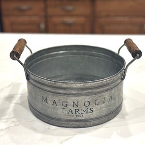 Magnolia Farms Galvanized Tin, Metal Bucket Wood Handles, Joanna Gains